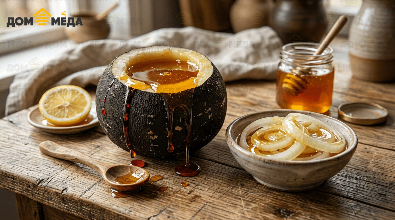 Чёрная редька и лук с мёдом как народное средство от кашля. Дом Мёда