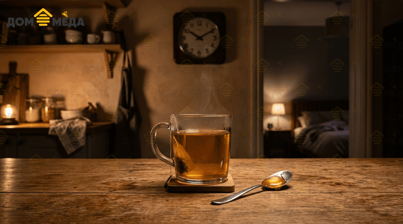 Небольшая вечерняя порция мёда как часть ритуала сна при похудении. Дом Мёда