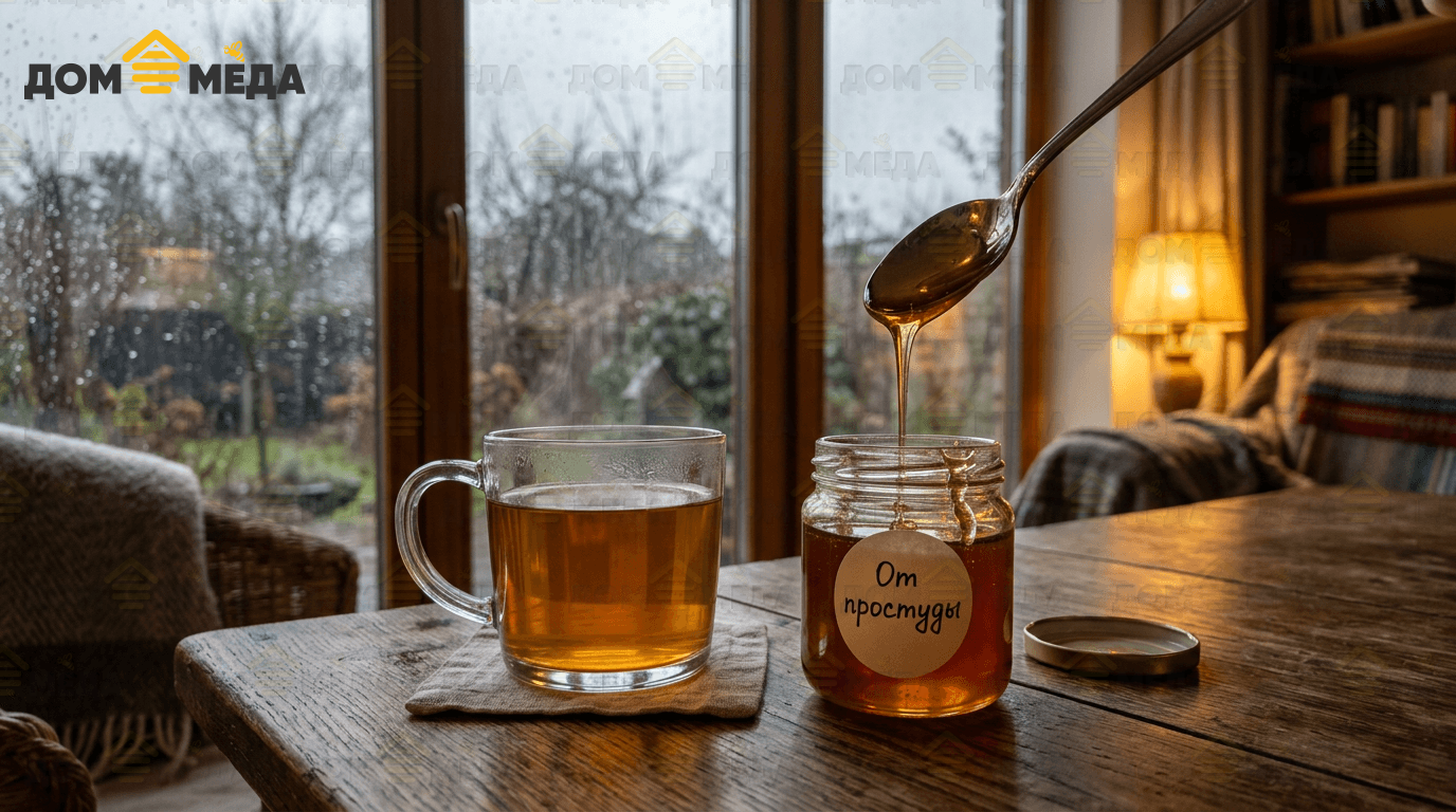 Тёплый чай с мёдом дома при первых признаках простуды. Дом Мёда