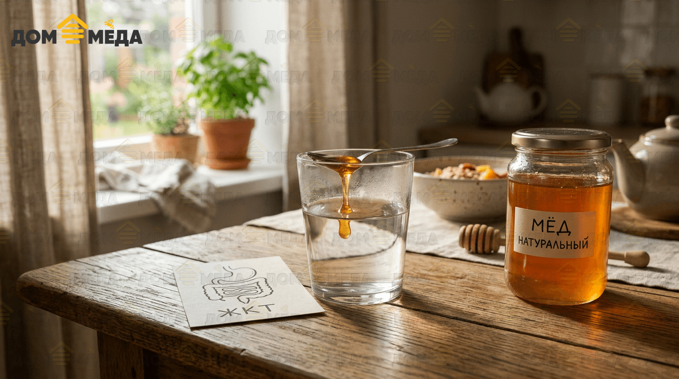 Утренний стакан тёплой воды с мёдом для желудка и кишечника. Дом Мёда