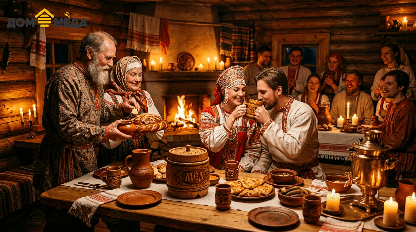 Свадебный пир на Руси с питным мёдом и медовым месяцем. Дом Мёда